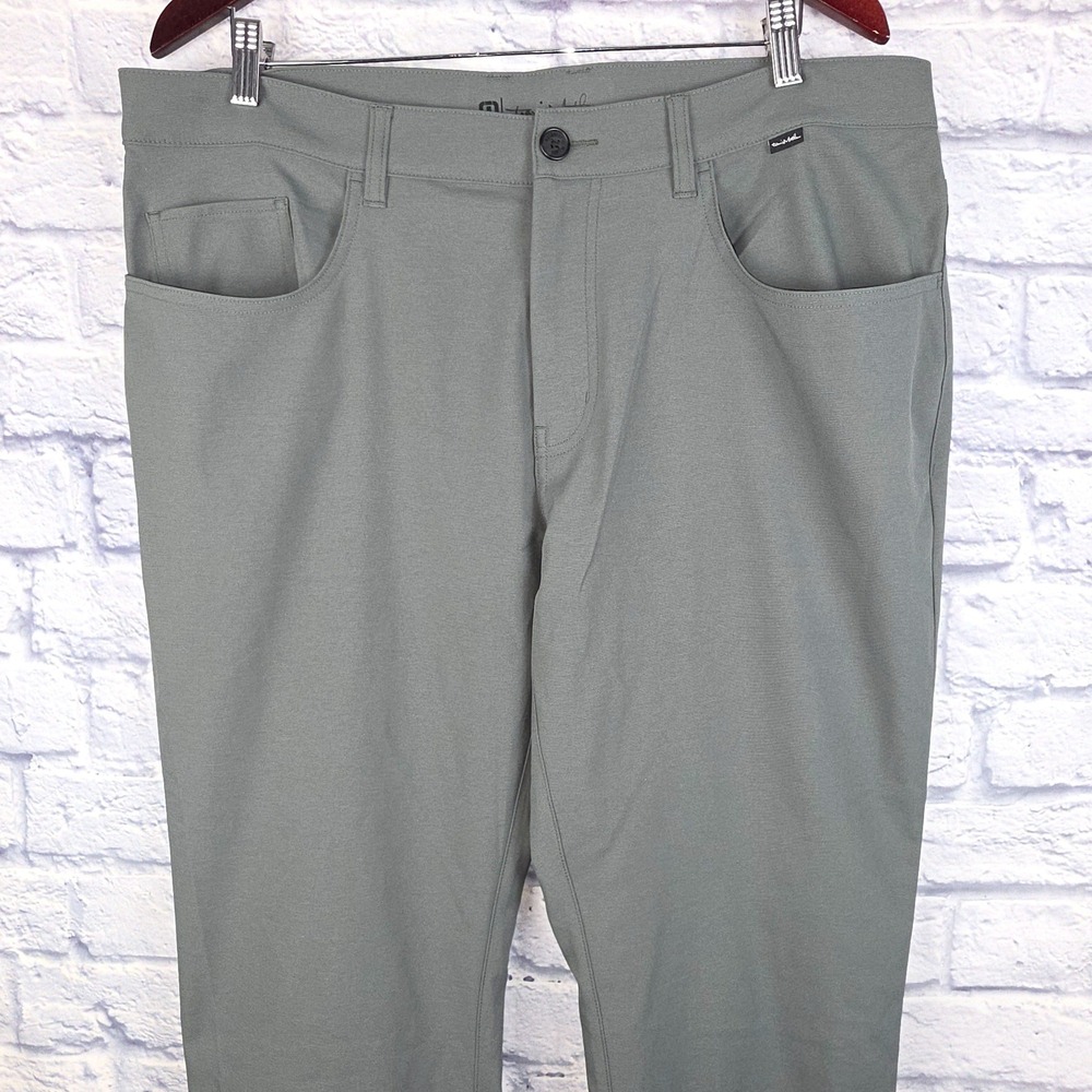 Travis Mathew Mens Green Grey Performance Golf Pants 5-Pocket Size 38X32 - Picture 2 of 10